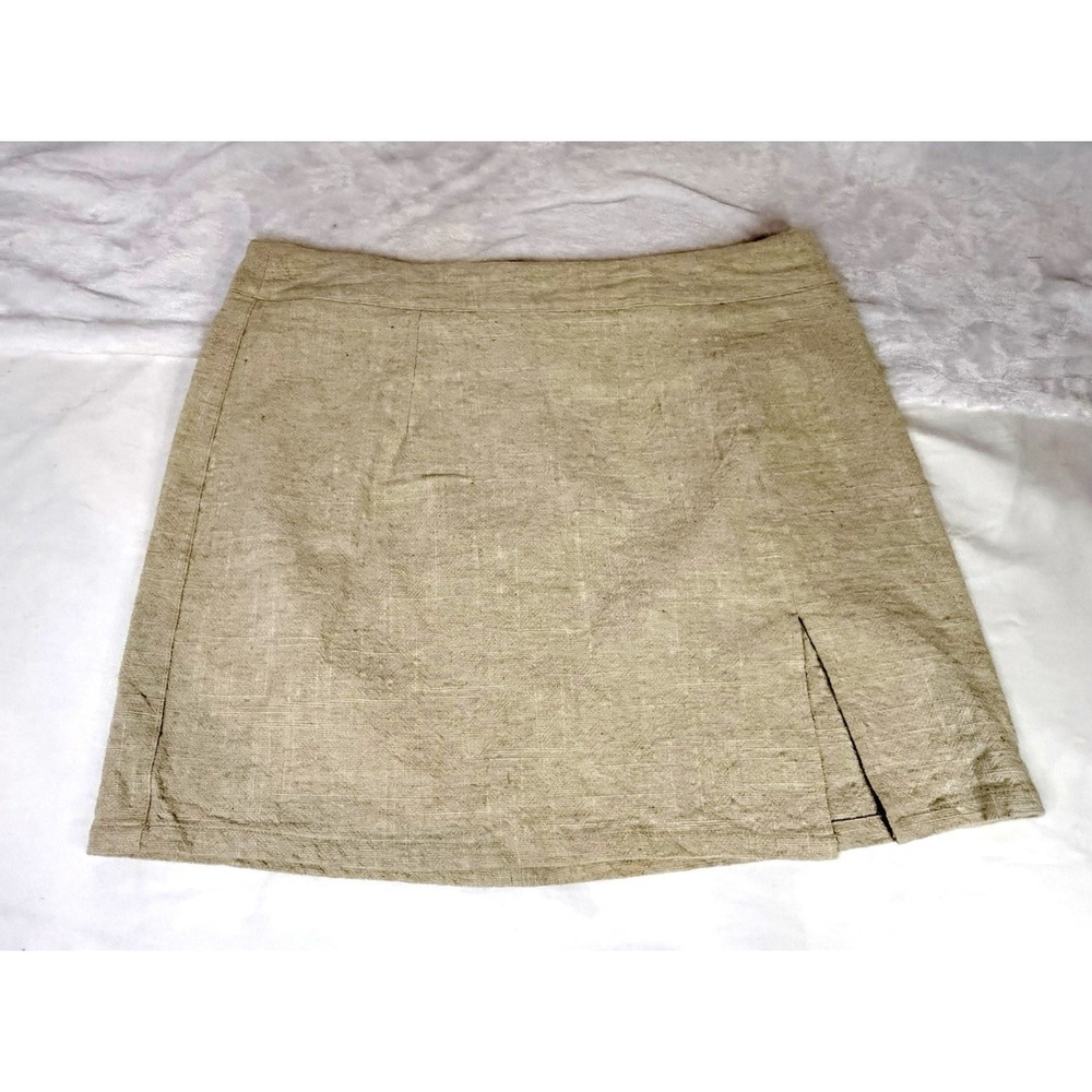 Lioness The Lola Linen Cotton Mini Skirt Women's L Natural Side Slit Australia